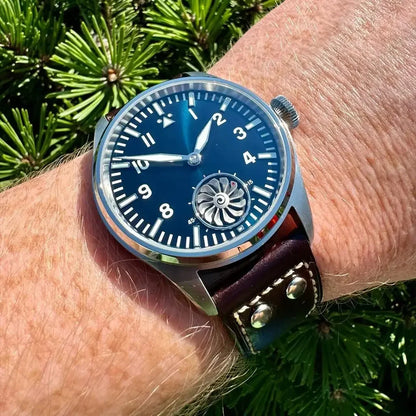 Hruodland F016 Pilot Watch Seagull Movement Mechanical BGW-9 Luminous Sapphire Crystal F016 Turbine 43mm Men Retro Pilot Watch