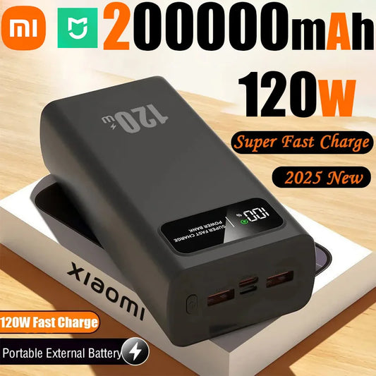 Xiaomi MIJIA 200000mAh Ultra large Capacity Power Bank 120W Fast Charging Portable Digital Display Power Bank For iPhone Samsung