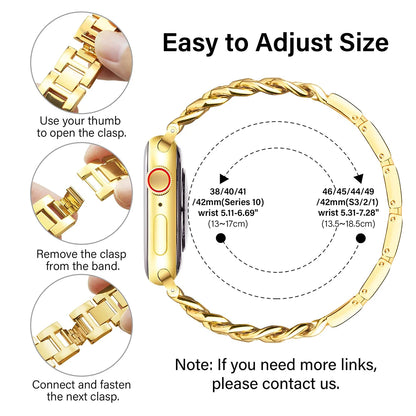 Metal Chain Link Compatible For Apple Watch Band Series Women Men Classic Watch Strap Replacement Accessories Smartwatch Bands