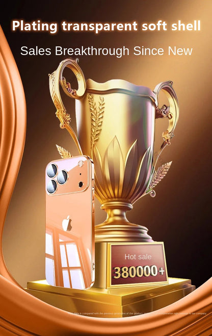 Plating Transparent with Lens Film Case for iPhone 17 Air 17 16 15 14 13 12 11 Pro Max Plus Anti-fall Damping Cover