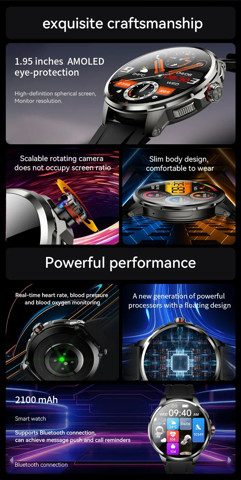 Full Network GPS WIFI Smart Watch Men 8GB+128GB RAM 1.95 inch AMOLED Screen 900W Camera Google APPS Smartwatch Android 9.0