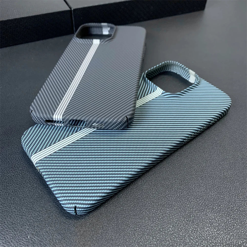 Luxury Contrast Carbon Fibre Pattern Matte Phone Case For iPhone 17 16 15 11 12 13 14 Pro Max Ultra Thin Hard Shockproof Cover