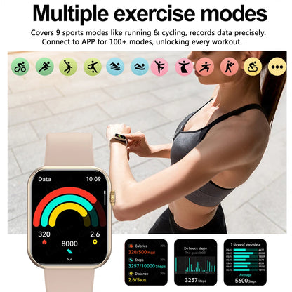 Smart Watch Full Touch Screen Bluetooth Call AI Voice Heart Rate Waterproof Watches Sports Bracelet Smartwatch Women