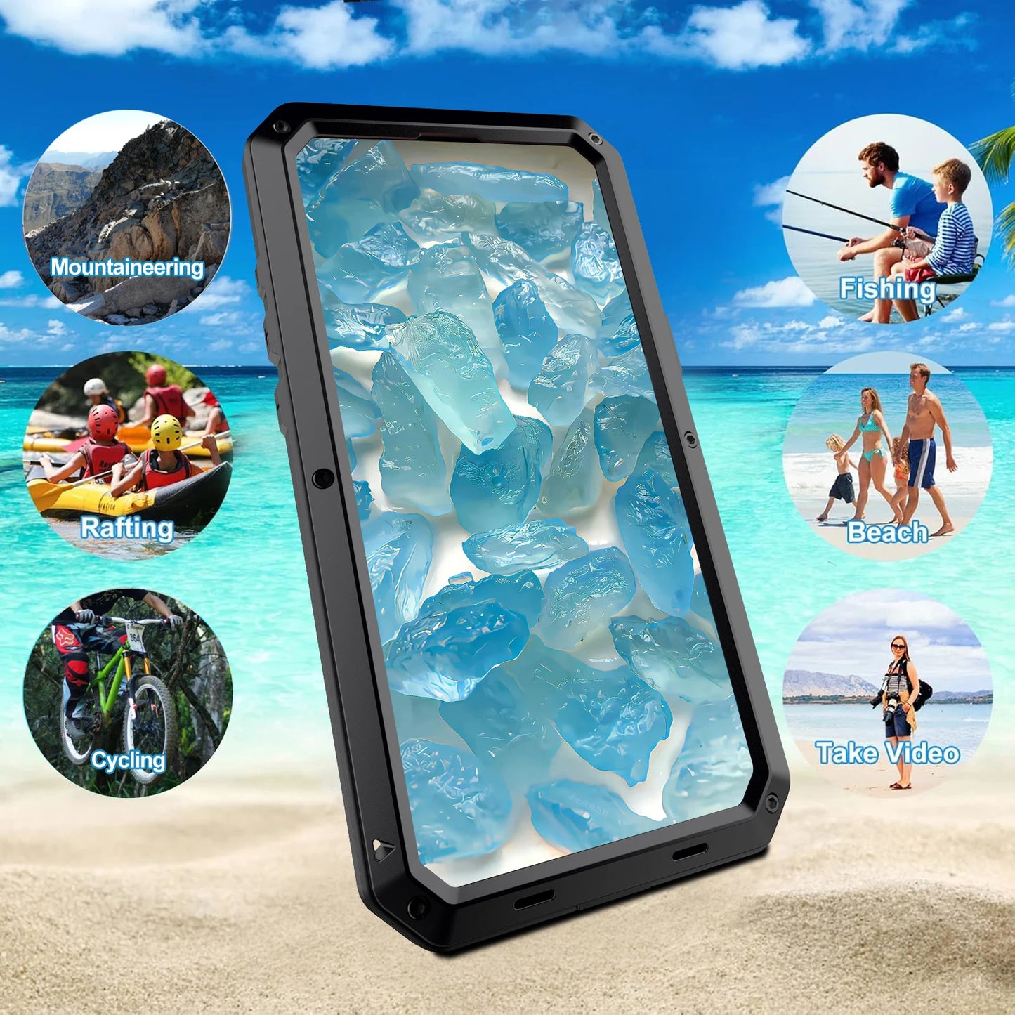 Shockproof Metal Glass Case for iPhone 17 16 15 14 Plus 13 12 11 Pro Max XR Xs Max SE 8 7 Heavy Duty Anti-slip Anti-Abrasion