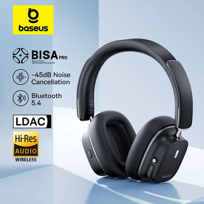 Baseus Bowie 30 Max Bluetooth Headphones 45dB Noise Cancellation Hi-res LDAC Over Ear Headset 3D Spatial Audio Wireless Earphone