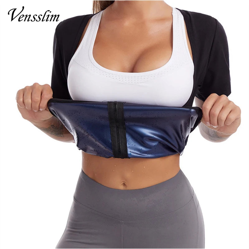 Vensslim Sauna Suits for Women Weight Loss Slimming Sweat Vest Waist Trainer Fitness Body Shaper Zipper Fat Burn Trimmer Tops