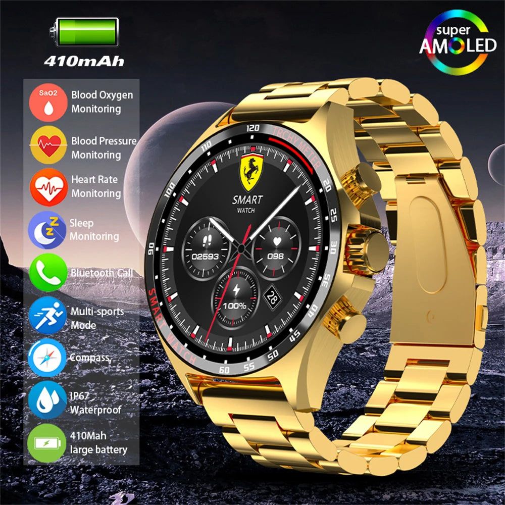 Smart Watchs Men Sport Fitness GPS Tracker Compass Bluetooth Call Heart Rate Health Smartwatch for Huawei Xiaomi Ferrari