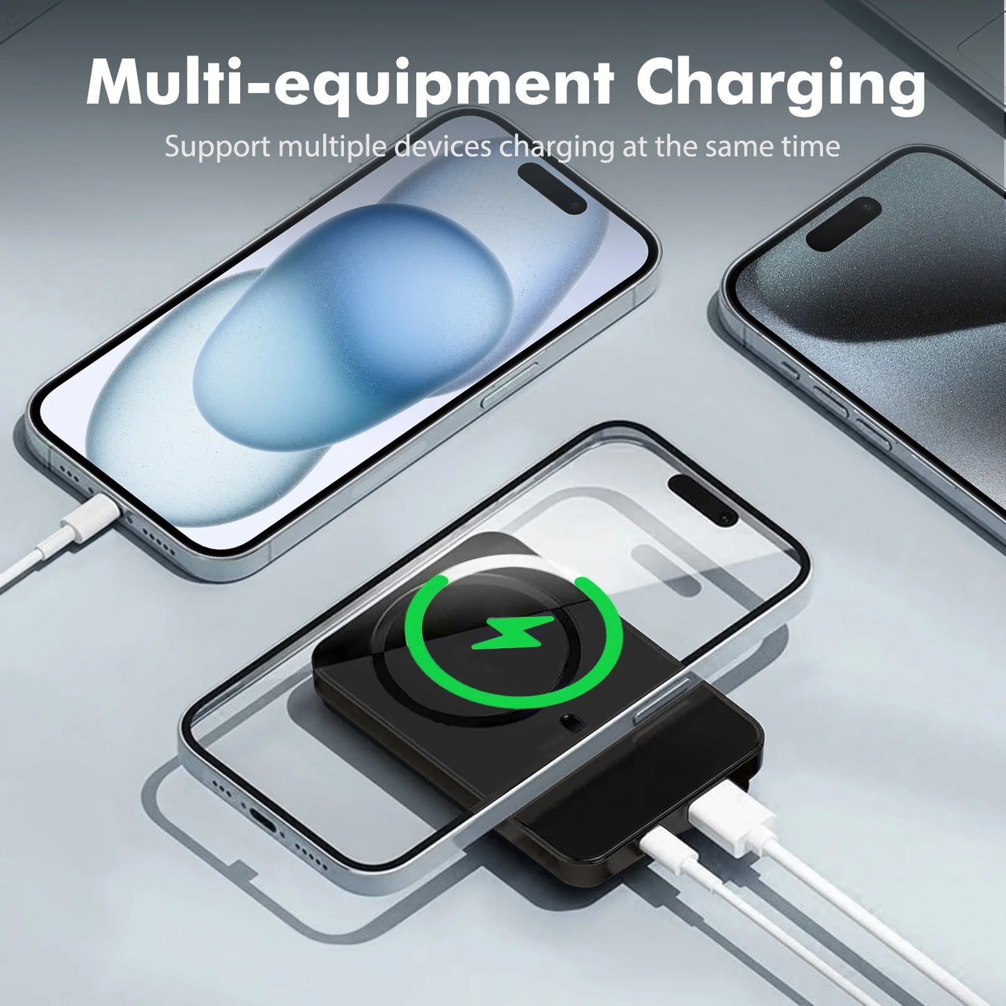 100000mAh Magnetic Power Bank Wireless Portable 22.5W Fast Charger For Iphone Huawei Samsung External Auxiliary Backup Battery