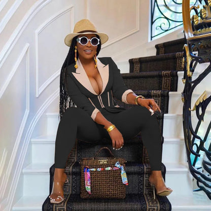 Elegant Suits  Women Corset Blazer and Legging Pants Matching Two 2 Piece Set Outfits Streetwear Lady Tracksuit