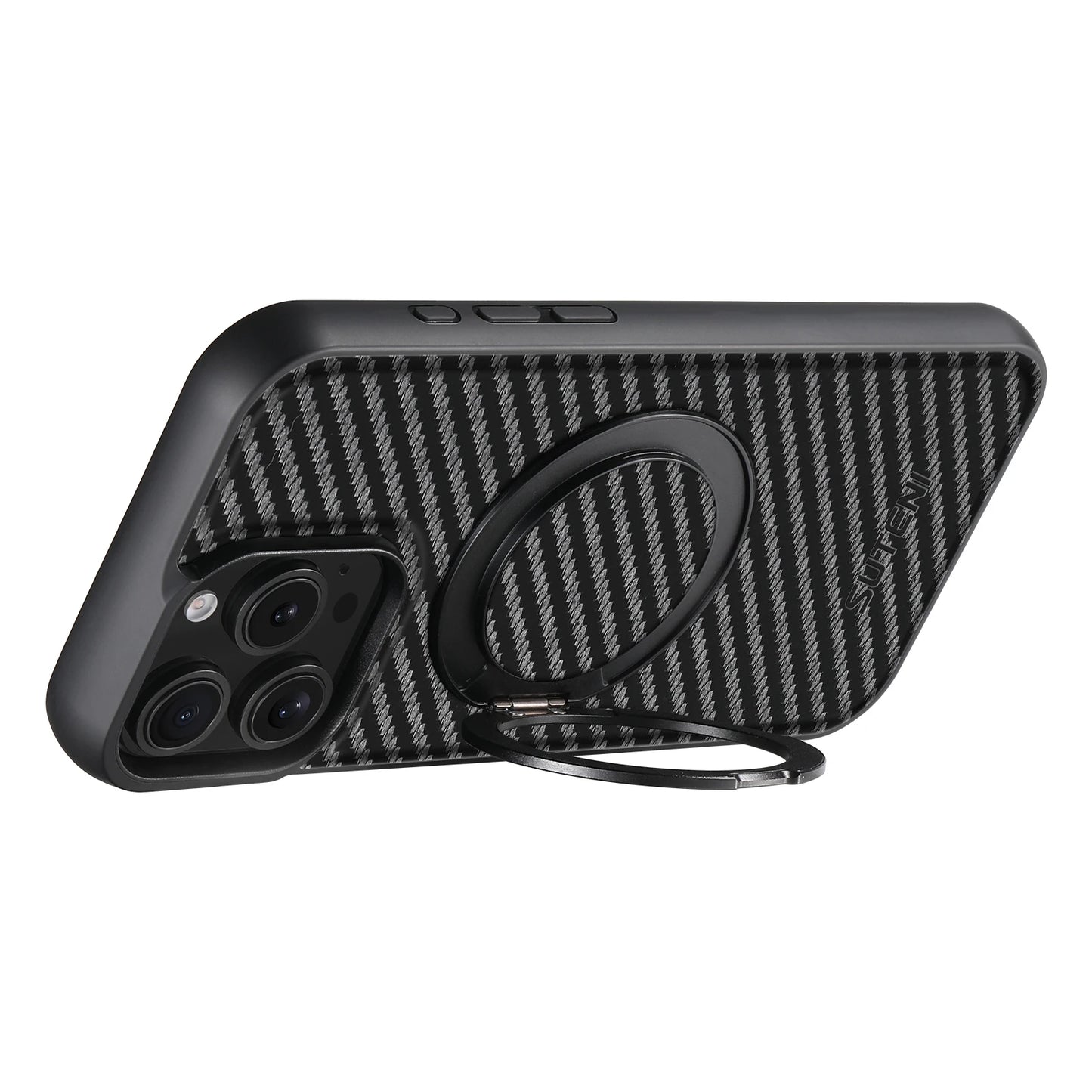 Compatible MagSafe Wireless Charging Strong Magnetic 360° Rotating Ring Stand PU Leather Phone Case For iPhone 17 16 15 14 13 12