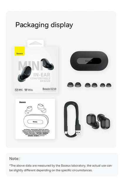 Baseus Bowie EZ10 TWS Earphone Bluetooth 5.3 Wireless Headphone Fast Charge Mini in Ear Earbuds Sports Headset 0.06s Low Latency