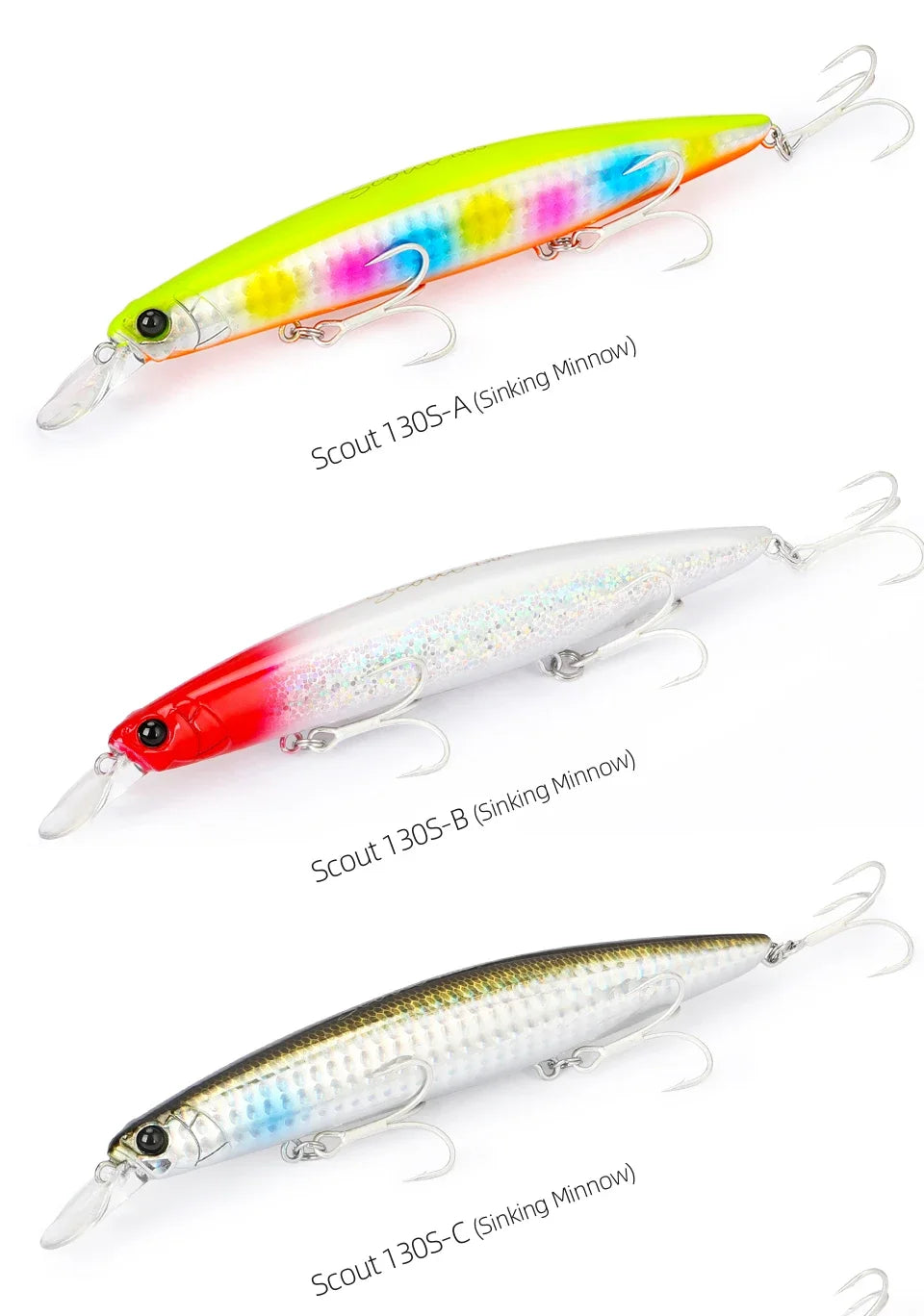 Sinking Minnow Fishing Lure SCOUT 130mm 24g Long Casting Seabass Flounder Artificial Large Sea Fishing Hard Baits