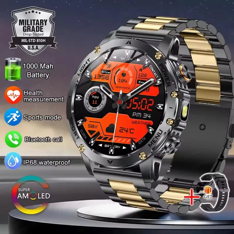 T-REX3 1000mAh Big Battery Smart Watch HD Bluetooth Call 1.7inch Large Sceen LED Flashlight Sports Waterproof Smartwatch Men