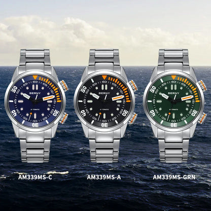 BERNY Automatic Dive Watch for Men Super Luminous Original Design 20ATM Diver Wristwatch Sapphire, Local Warehouse Fast Delivery
