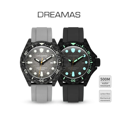 DREAMAS Men's Carbon Fiber Automatic Mechanical Diving Watch Swiss Luminous 500m Waterproof Gradient cold grey D0390G3