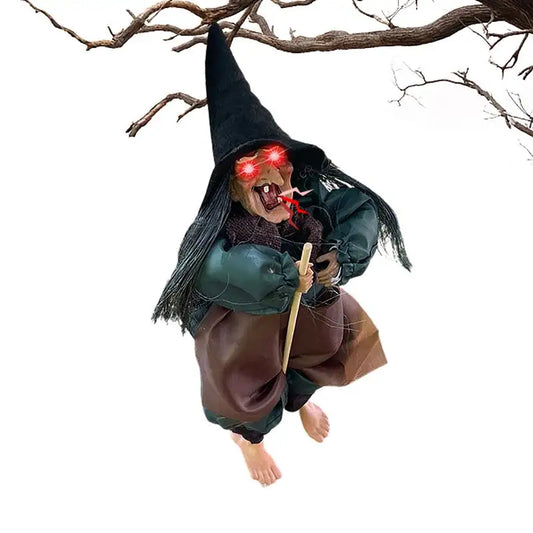 Halloween Talking Witch Decorations Hangings Witch Halloween Decorations Hangings Animated Witch With LED Eyes And Spooky Sounds
