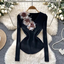 Thin See-tough Long Sve Me T-shirt ort Heavy-du Rhinestone Base irt Korean Sle Creative Pattern