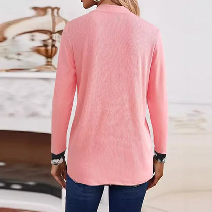 Long Sleeved New Printed Fake Two-piece Set Casual Fashion Temperament T-shirt Long Sleeved Cardigan