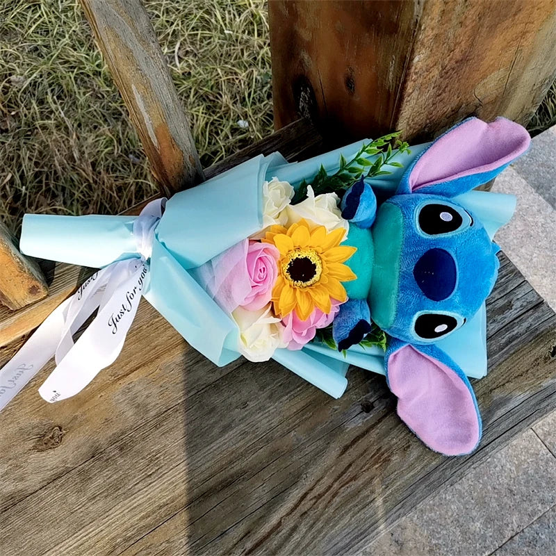 Lilo & Stitch Bouquet Major Holiday Gift PVC Rose Sunflower Anime Stuffed Doll Birthday Girl Valentine'S Christmas Day Girl Gift