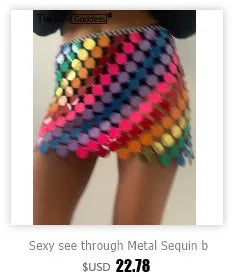 Clothes metal sequin crop top women clothing summer cropped halter tank top hotwife nightclub party tops rave outfits