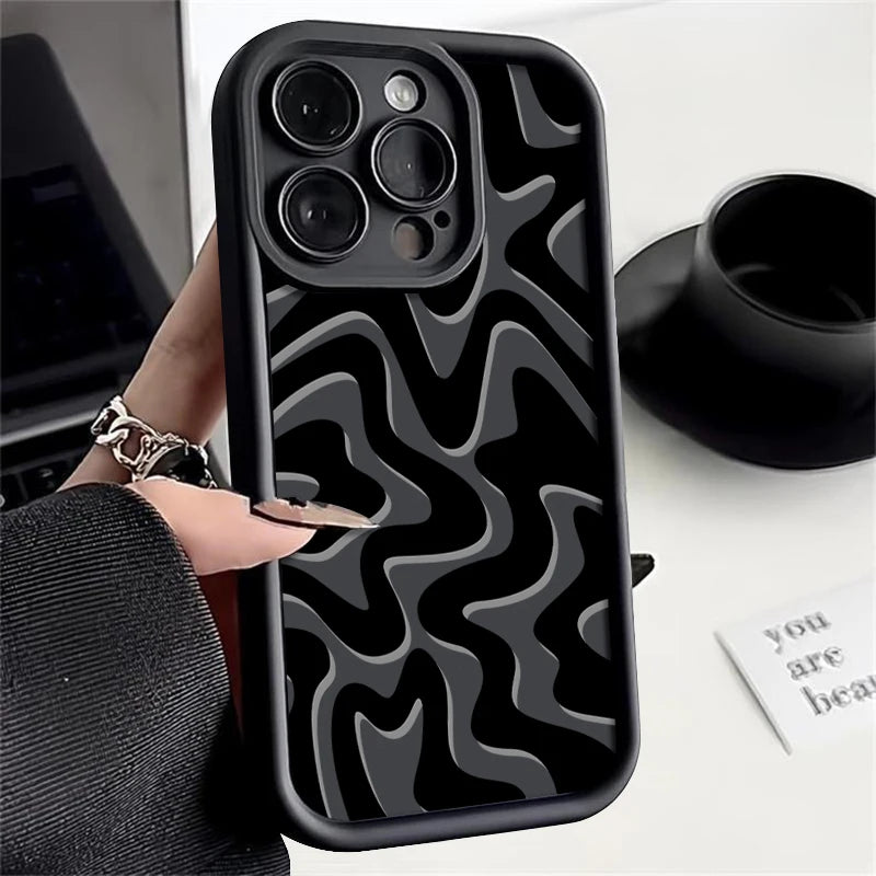 Striped Pattern Silicone Phone Case For iPhone 17 Air 17 16 15 14 Pro Max 15 Plus 13 12 Pro 11 16e Candy Coloor Shockproof Cover