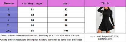 Women's slim fit half high collar waist cinched A-line skirt long sleeved pit stripe dress