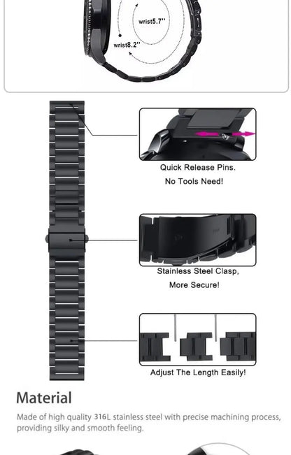 WatchBand For Amazfit Active/GTS 2/3/4 Mini Strap GTR 2/3/4 42 47mm stainless steel Bracelet For Amazfit Bip 3 5 Band