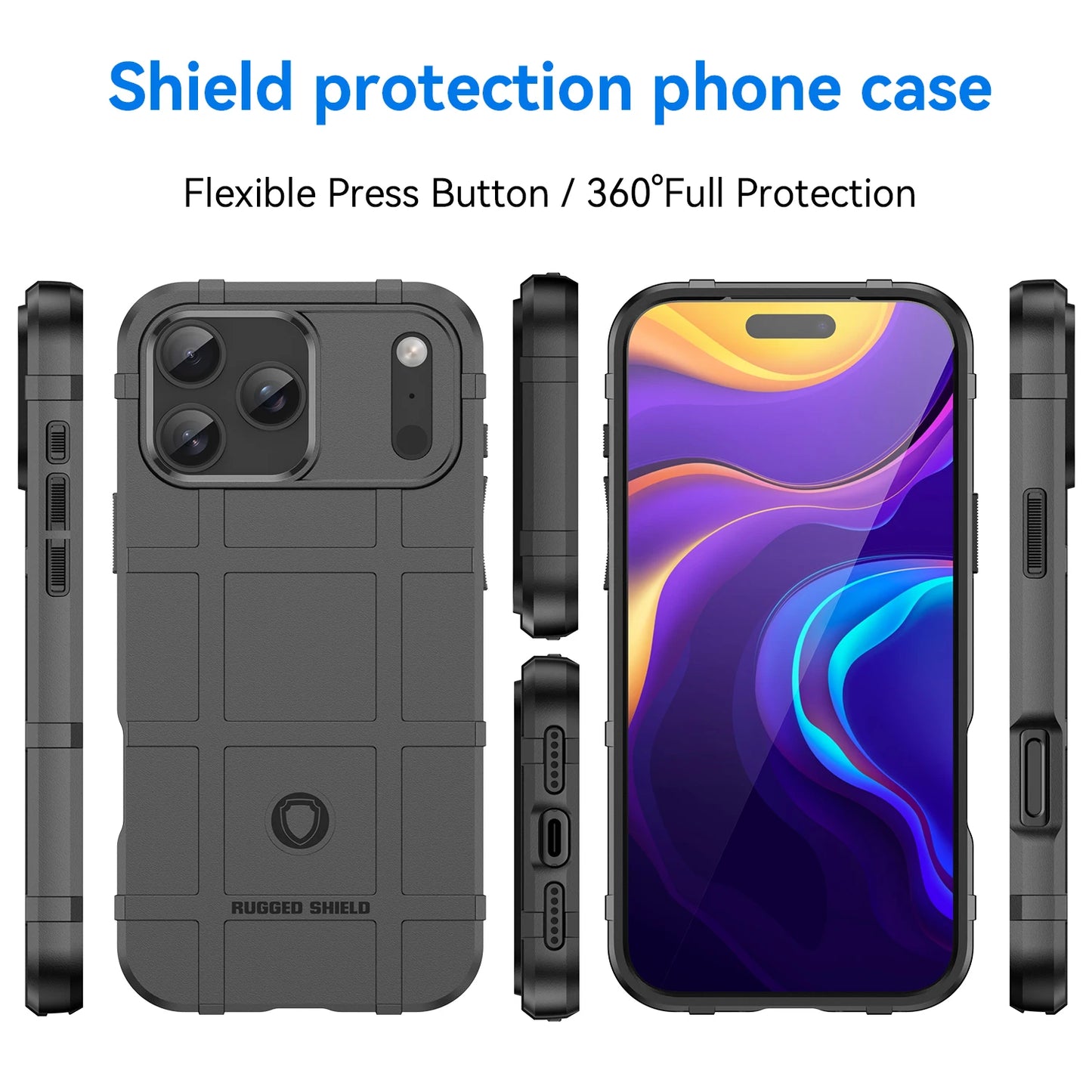Military-Grade Shockproof Case for iPhone 17 Rugged TPU Shield Cover Compatible with iPhone 416/17pro Max Phone Protector
