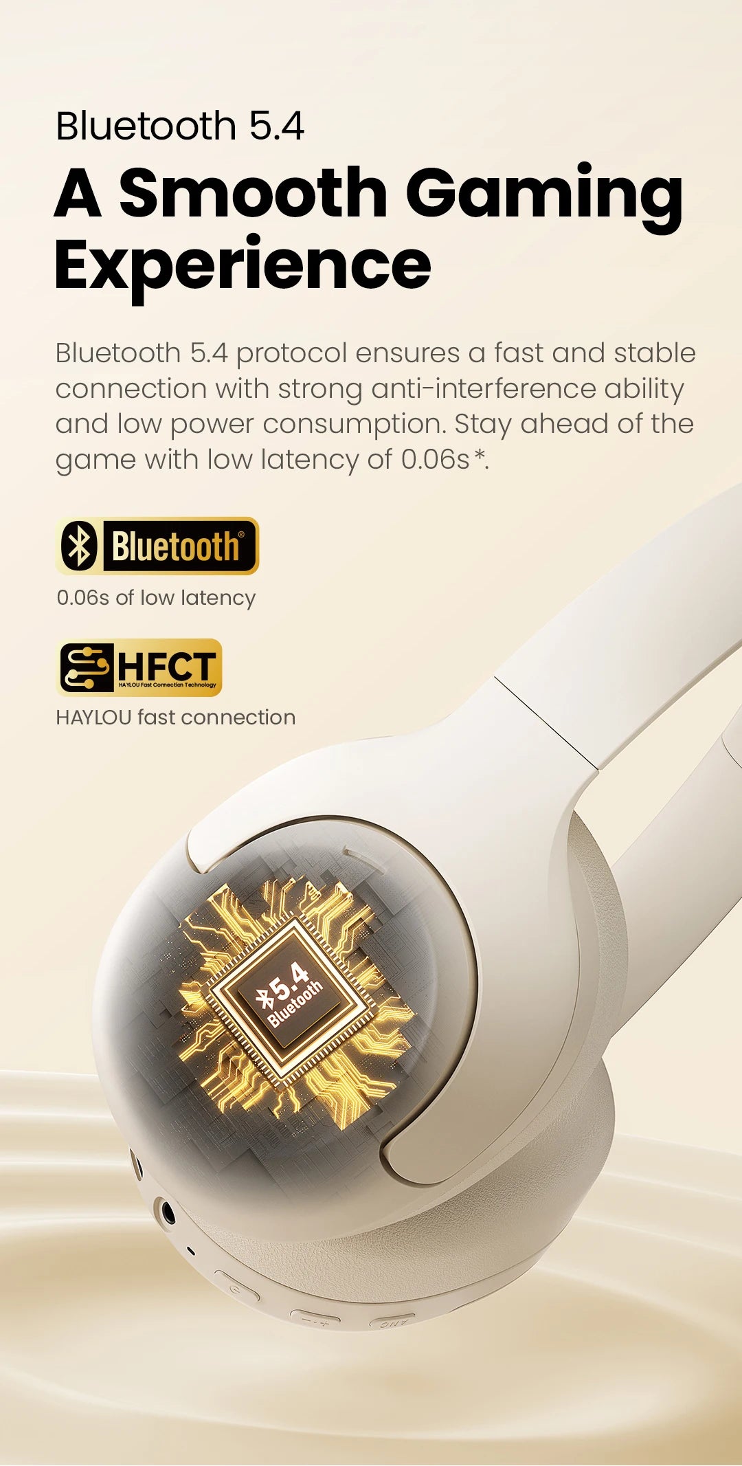 HAYLOU S30 ANC Headphones  Wireless Bluetooth 5.4 Hi-Res Headsets 43dB Adaptive Noise Cancelling Earphones 40mm Driver 80H