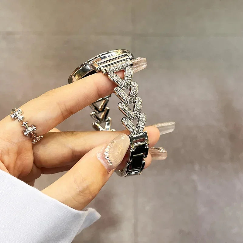 Metal Diamond strap for Samsung Galaxy Watch 7/6/5 pro/4/Classic/active Gear s3 20mm 22mm bracelet Huawei GT/2/GT2/3 Pro 4 band