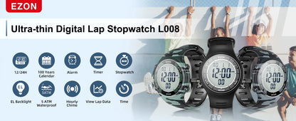 EZON Digital Sports Watch L008D, Waterproof Sports watch with Interval Timer/Chronograph/Lap Timing/Alarm for Men and Women