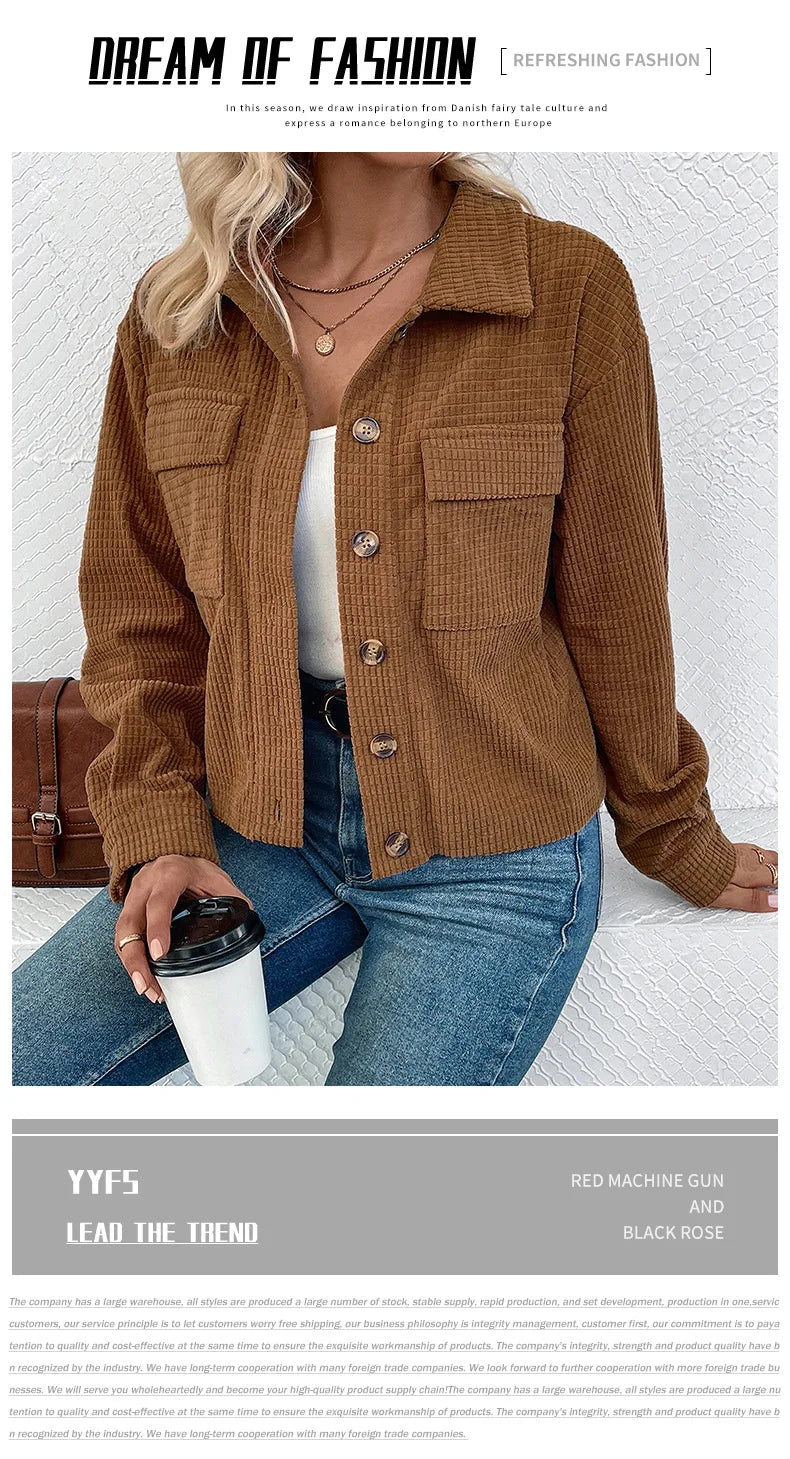 Coats Women Coat Turn Down Collar Full Sleeve Work Y2k Streetwear Elegant Splice Casual Loose Open Stith Autumn Winter 2025