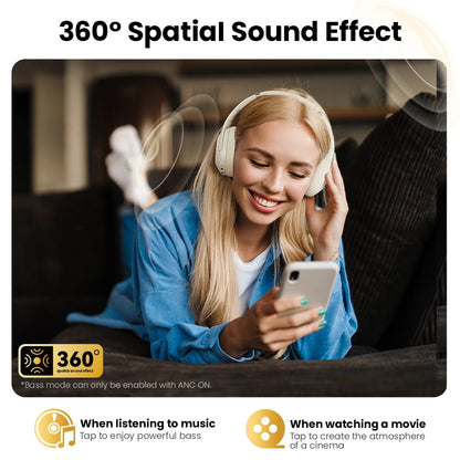 HAYLOU S30 ANC Headphones  Wireless Bluetooth 5.4 Hi-Res Headsets 43dB Adaptive Noise Cancelling Earphones 40mm Driver 80H