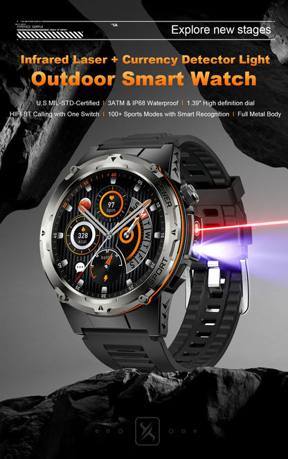 GPS Smart Watches 2025 New For Xiaomi IOS Military Smartwatch Men 3ATM Waterproof 100+ Sport Modes Built-in NFC BT Call Watches