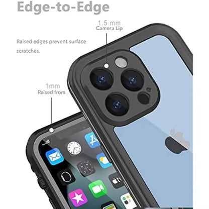 Full Sealed Clear IP68 Waterproof Case For iPhone 16 15 14 13 12 11 17 Pro Max 12 Mini XR Shockproof Cover with Screen Protector