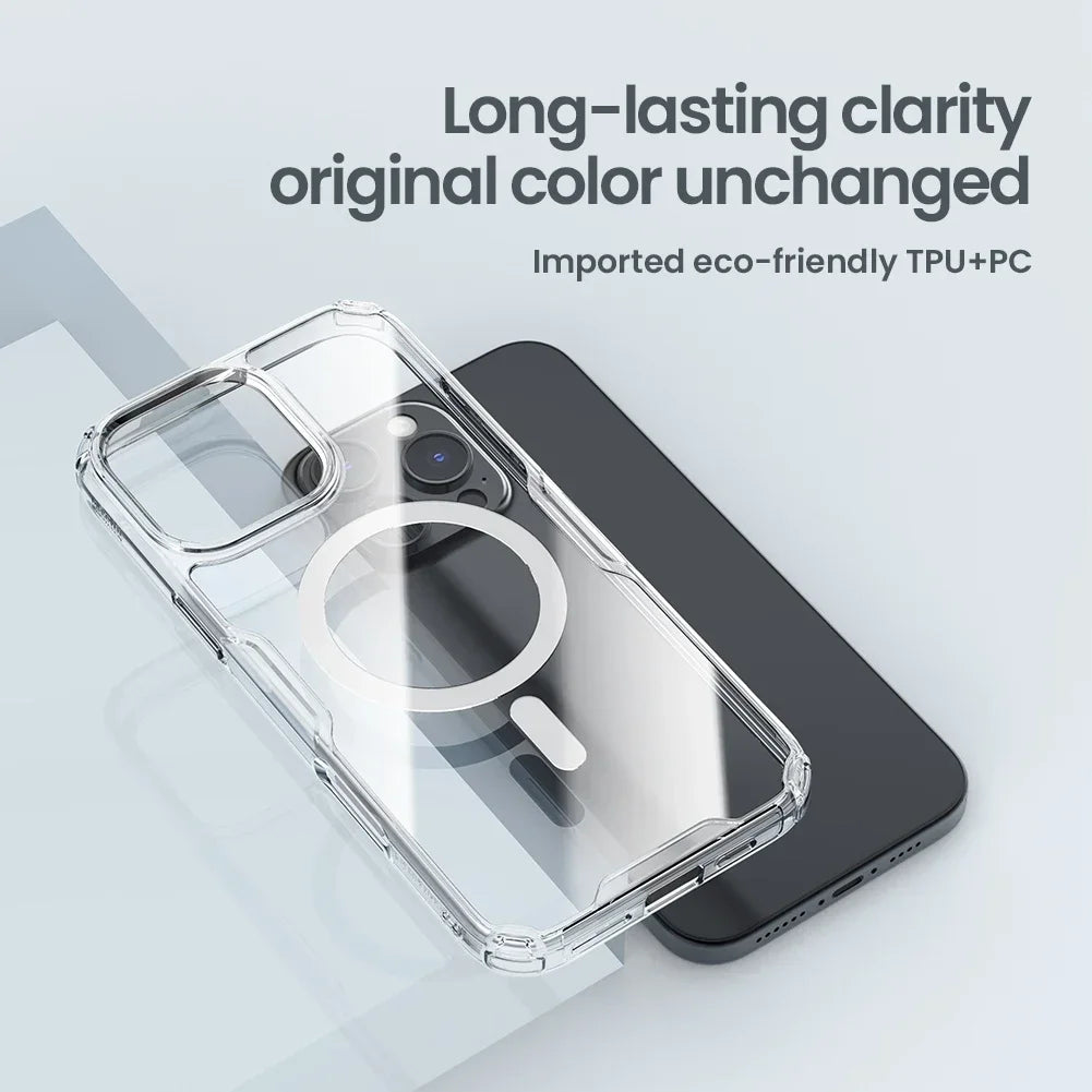 NILLKIN for IPhone 17 Pro Max 16 Pro Max 17 Air 15 Pro 14 Pro Max 14 Pro MagSafe Magnetic Transparent Soft Silicone Phone Case