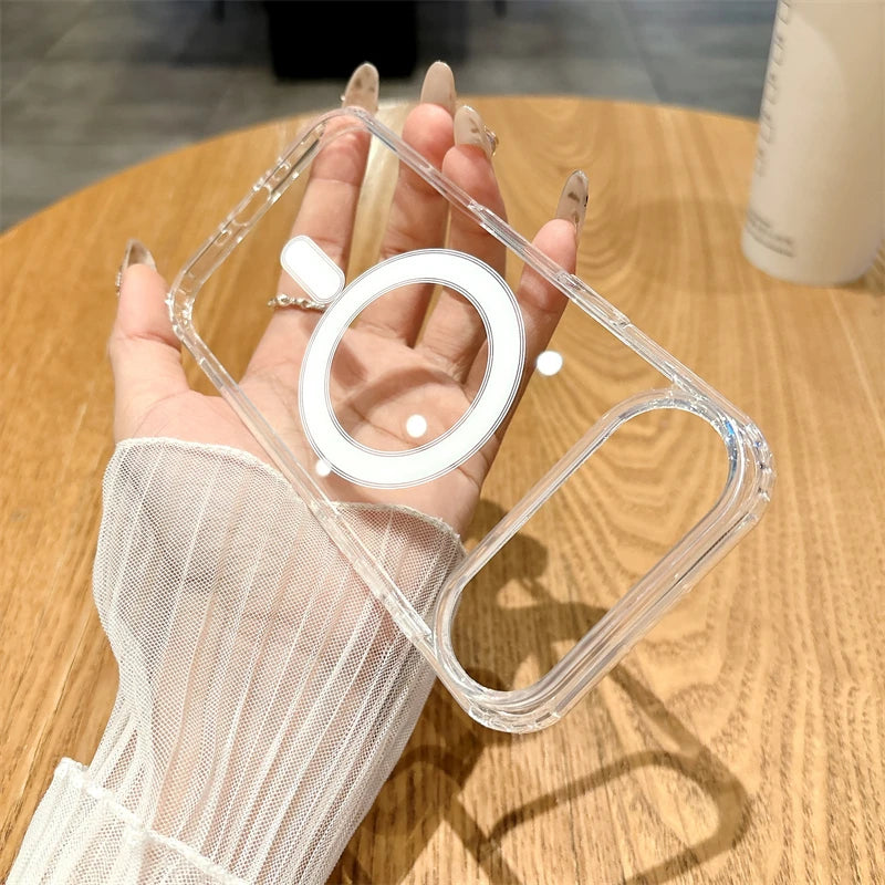 Magsafe Magnetic Phone Case For iphone 17 17Air 11 12 13 Mini 14 15 16 Pro Max XR X XS 7 8 Plus Hard Transparent Back Cover