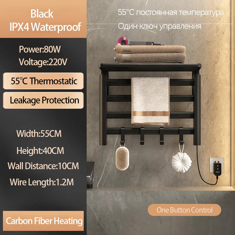 Bathroom Towel Radiator Electric Towel Rail Smart Touch Thermostatic Electric Heating Towel Rack 220V Energy Saving Towel Warmer