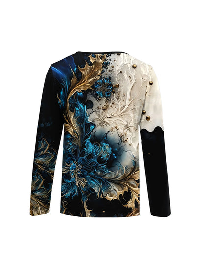 Summer new fashion 2025 women's casual long-sleeved printed T-shirt