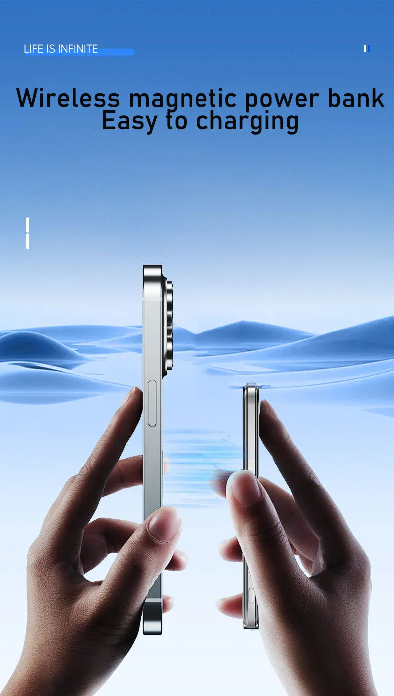 10000mAh Ultra Slim Magnetic Wireless Power Bank PD20W Auxiliary Spare battery For magsafe iphone 16 15 14 13 12 11 pro max F20