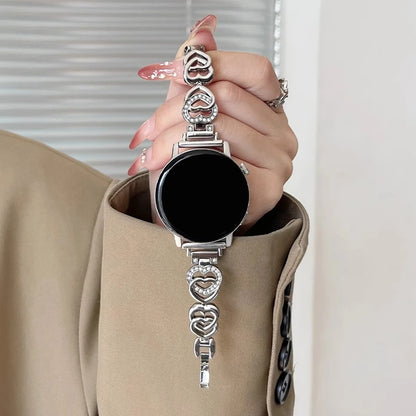 Band For Samsung Galaxy Watch 5/4 6 Classic 5 Pro Fashion Dual Heart Metal Bracelet Strap For Amazfit Bip/GTS Huawei GT2