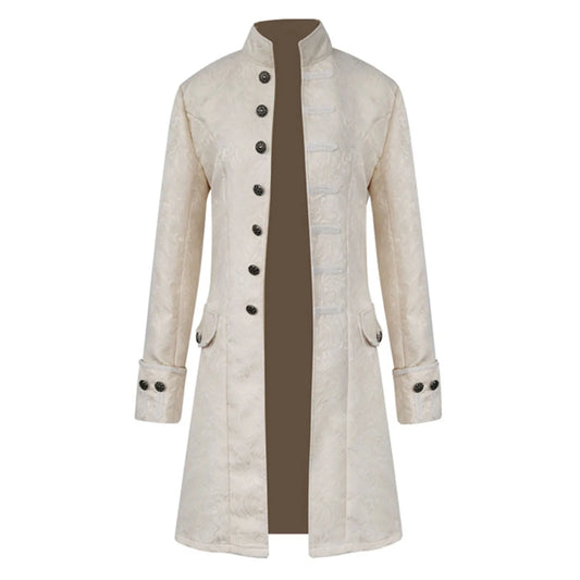 Men Steampunk Gothic Victorian Jacket Vintage Tailcoat Medieval Frock Coat Uniform Renaissance Halloween Pretend Play Costume