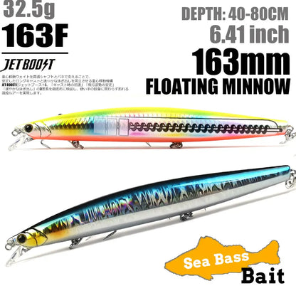 32.5g 163F Sea Floating Minnow Fishing Lure 163mm Tungsten  Weight Saltwater Hard Baits For Pike Sea Artificial Bait Tackle