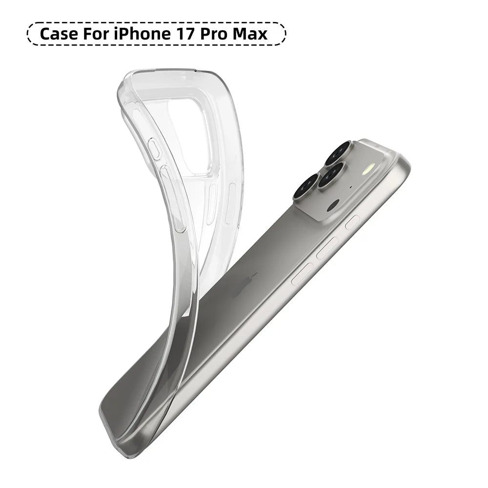 Ultra thin 0.9mm Case For iphone 17 pro max 17 air 16 16e Does not affect wireless charging highly transparent TPU soft cover