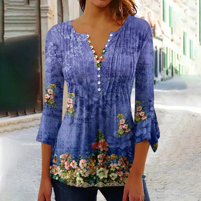 T-Shirt Loose Women'S Comfortable Clothing Shirt 3d Printed Trend Seven-Quarter Sleeve Top