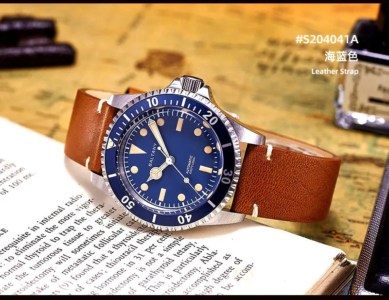 Baltany Men Automatic Watch 39mm Mechaical Wristwatch Sapphire Diver 20ATM Waterproof C3 Luminous NH38 Ceramic Bezel