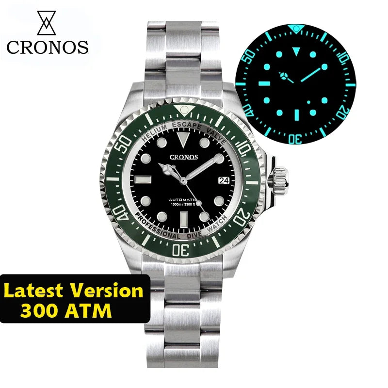 Cronos L6009M Diver Watch Waterproof NH35 Automatic Mechanical Sapphire Crystal Luminous 44mm Luxury Wristwatch