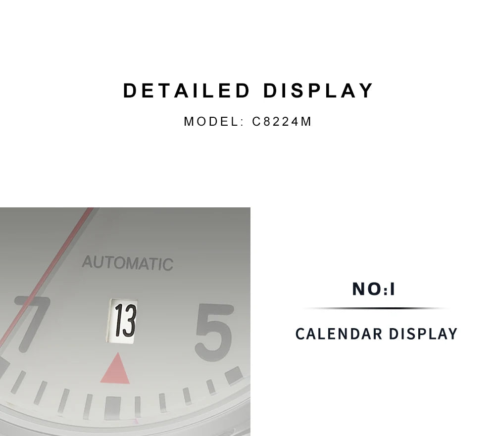 CADISEN Automatic Watch Men Luminous Stainless Steel Self-Wind Wristwatch NH35A Sapphire Waterproof Mesh Belt Mechanical Watch