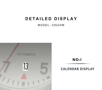 CADISEN Automatic Watch Men Luminous Stainless Steel Self-Wind Wristwatch NH35A Sapphire Waterproof Mesh Belt Mechanical Watch