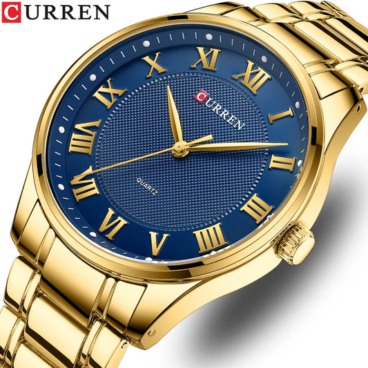 CURREN Classic Casual Watch for Men with Stainless Steel Band Simple Quartz Wristwatches for Business Man with box